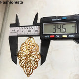 50 pcs Silver Oval Flower Filigree Charms Metal Stamping Pendant