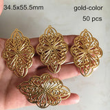 50 pcs Silver Oval Flower Filigree Charms Metal Stamping Pendant