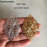 50 pcs Silver Oval Flower Filigree Charms Metal Stamping Pendant
