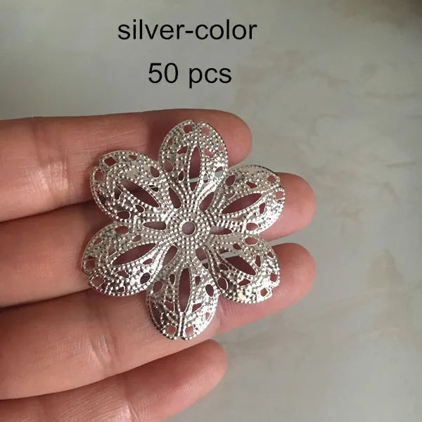 Metal Filigree Flowers 41mm for Jewelry Project -DGG
