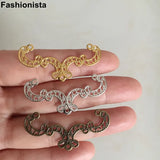 50 Metal Filigree Charms 41x19mm Gold/Silver/Bronze Jewelry Crafts