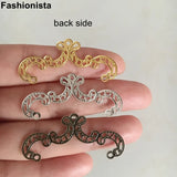 50 Metal Filigree Charms 41x19mm Gold/Silver/Bronze Jewelry Crafts