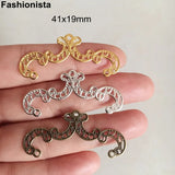 50 Metal Filigree Charms 41x19mm Gold/Silver/Bronze Jewelry Crafts