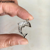 50 pcs Metal Dolphin Charms 21*29mm Antique Silver Plated Jewelry Supplies