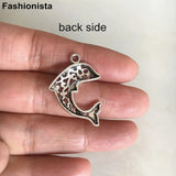 50 pcs Metal Dolphin Charms 21*29mm Antique Silver Plated Jewelry Supplies