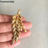50 Metal Leaves Charms 34x60mm DIY Earrings Necklace Findings