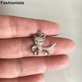 50pcs Antique Silver Cats Charms 18*20mm Jewelry Findings