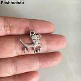 50pcs Antique Silver Cats Charms 18*20mm Jewelry Findings