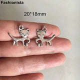 50pcs Antique Silver Cats Charms 18*20mm Jewelry Findings