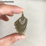 50 pcs Metal Stamping Fan Charm Connectors 57*44mm in Gold, Silver, Bronze