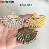 50 pcs Metal Stamping Fan Charm Connectors 57*44mm in Gold, Silver, Bronze