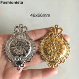 50 Metal Stamping Filigree Flower Pattern Jewelry Charms 46x66mm Large Pendant
