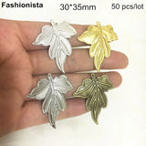 50 pcs Metal Stamping Leaf Charms 30*35mm, DIY Jewelry & Crafts Findings