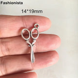 50 pcs Mini Metal Scissor Charms Antique Metal 14*19mm Tailor's Tool