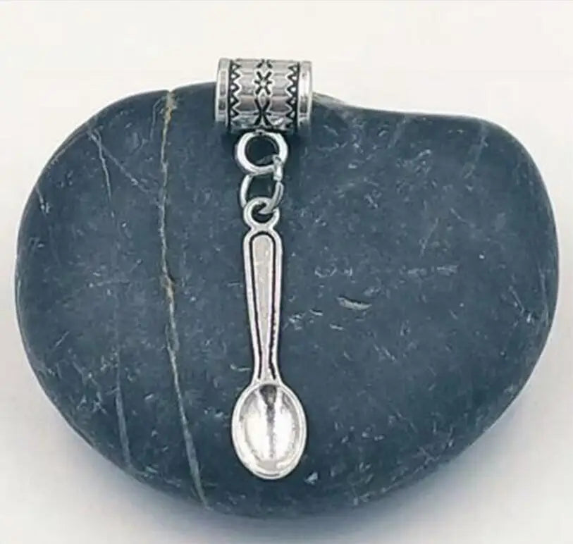 50 pcs Mix Fork Spoon Dangle Bead European Charm Bracelet Vintage Jewelry