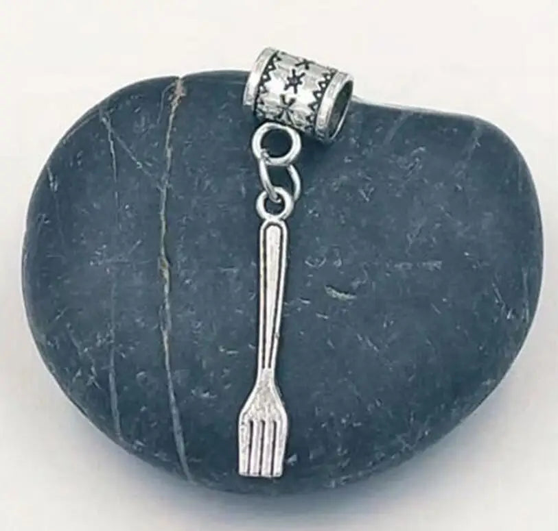 50 pcs Mix Fork Spoon Dangle Bead European Charm Bracelet Vintage Jewelry