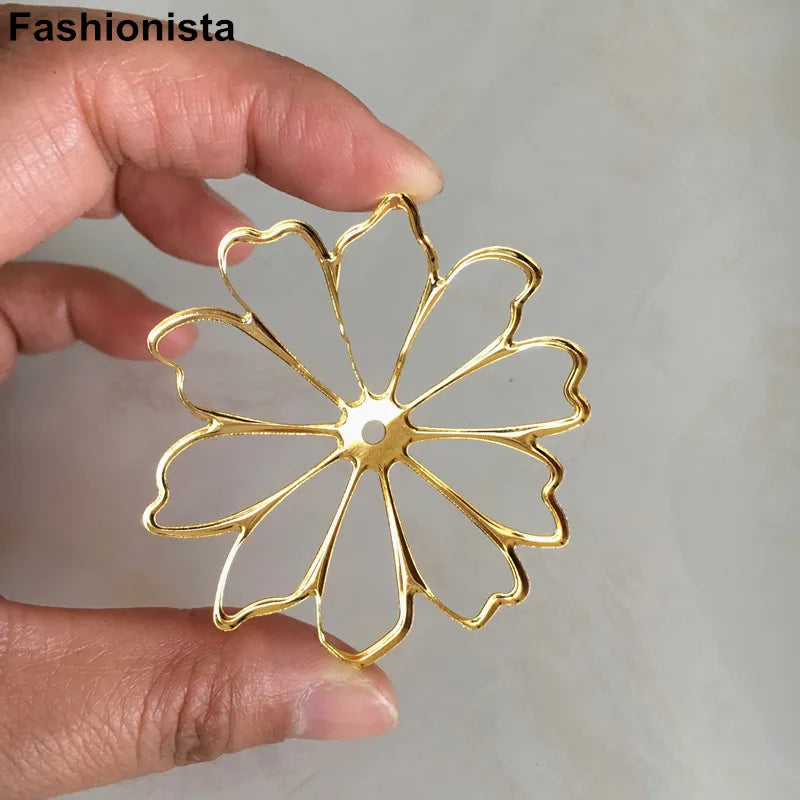50 pcs Open Metal Flowers 60mm Silver Color DIY Jewelry Supplies