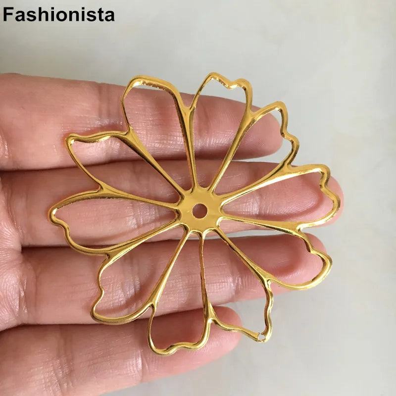 50 pcs Open Metal Flowers 60mm Silver Color DIY Jewelry Supplies