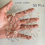 50 pcs Open Metal Flowers 60mm Silver Color DIY Jewelry Supplies