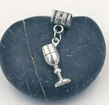 50pcs Red Wine Glass Goblet Dangle Bead for Charm Bracelet
