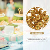 50 pcs Silk Roses Artificial Wedding Clips Flower Head (Golden)