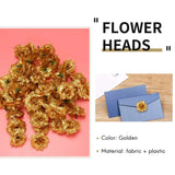 50 pcs Silk Roses Artificial Wedding Clips Flower Head (Golden)