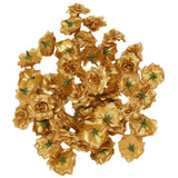 50 pcs Silk Roses Artificial Wedding Clips Flower Head (Golden)