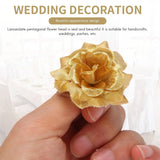 50 pcs Silk Roses Artificial Wedding Clips Flower Head (Golden)