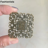50 pcs Metal Filigree Flowers 40mm, Gold/Silver/Bronze, Flower Pattern Settings