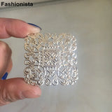 50 pcs Metal Filigree Flowers 40mm, Gold/Silver/Bronze, Flower Pattern Settings