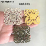 50 pcs Metal Filigree Flowers 40mm, Gold/Silver/Bronze, Flower Pattern Settings
