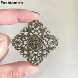 50 pcs Metal Filigree Flowers 40mm, Gold/Silver/Bronze, Flower Pattern Settings