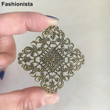 50 pcs Metal Filigree Flowers 40mm, Gold/Silver/Bronze, Flower Pattern Settings
