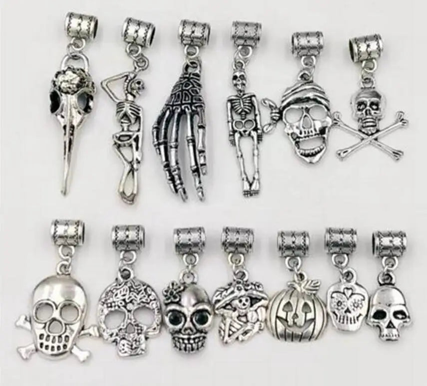 50 pcs Vintage Mix Skull Skeleton Party Halloween Accessory Bracelet Necklace