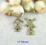 50 pcs Windmill Charms Antique Bronze Tone for Jewelry Making