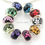 50 pcs Mix Flower Big Hole Beads European Charm Bracelet ZZH11