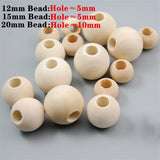 50 pcs Natural Round Wood Beads 12mm 15mm 20mm For Jewelry Making