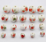 50pcs Porcelain Beads, DIY Ceramic Loose Beads, Round Shape