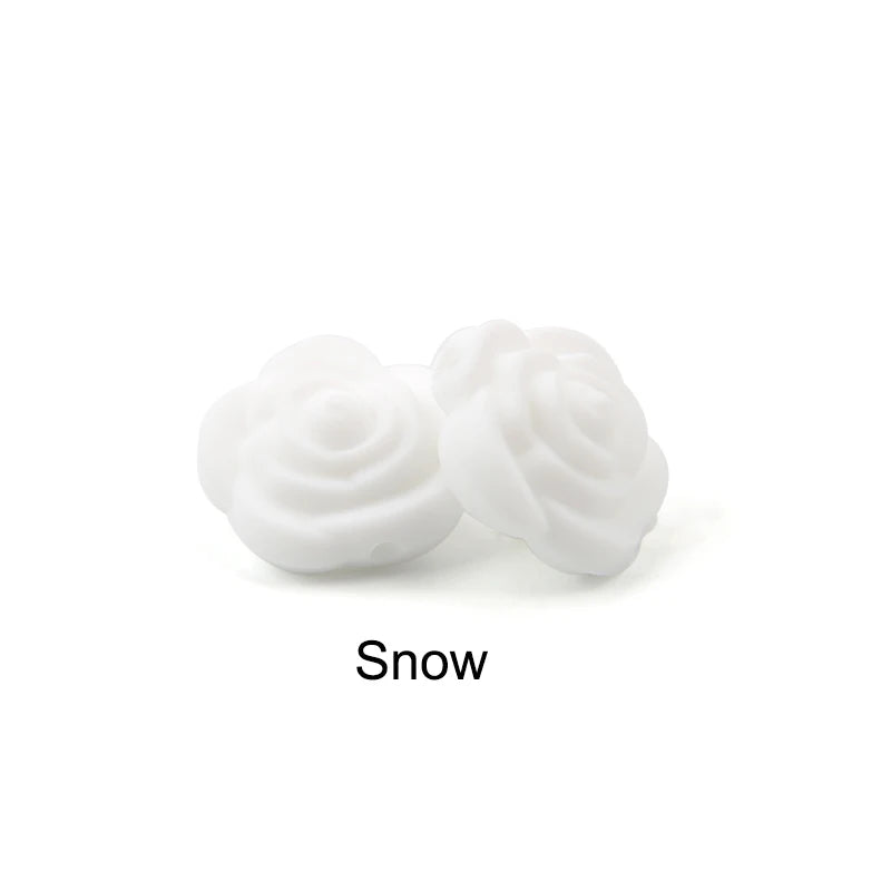 Hot 21mm Double-faced Rose Flower Silicone Teething Beads for Necklace