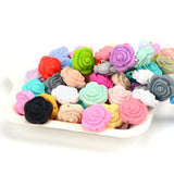 Hot 21mm Double-faced Rose Flower Silicone Teething Beads for Necklace