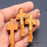50 Wooden Jesus Cross Metal Jesus Pendant Charm Jewelry Accessories