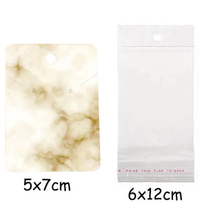 50 Marbling Earring Display Cards with Self-Seal Bags DIY Packing Cards