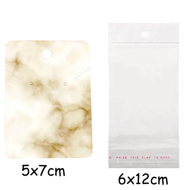 50 Marbling Earring Display Cards with Self-Seal Bags DIY Packing Cards