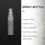 100x 2ml Plastic Travel Spray Bottles Clear Perfume Atomizer Refillable