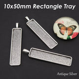 50pcs 10x50mm Rectangle Pendant Tray Base Setting for Jewelry Making