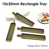 50pcs 10x50mm Rectangle Pendant Tray Base Setting for Jewelry Making