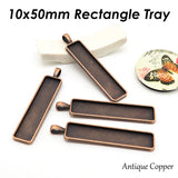 50pcs 10x50mm Rectangle Pendant Tray Base Setting for Jewelry Making