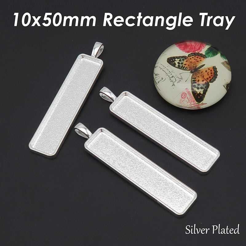 50pcs 10x50mm Rectangle Pendant Tray Base Setting for Jewelry Making