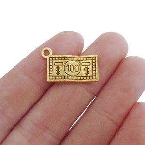 50 x Tibetan Silver/Gold 100 Dollar Banknotes Charms Pendant Beads for Necklace
