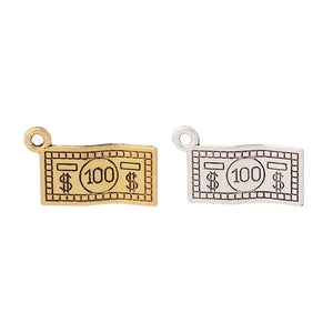 50 x Tibetan Silver/Gold 100 Dollar Banknotes Charms Pendant Beads for Necklace